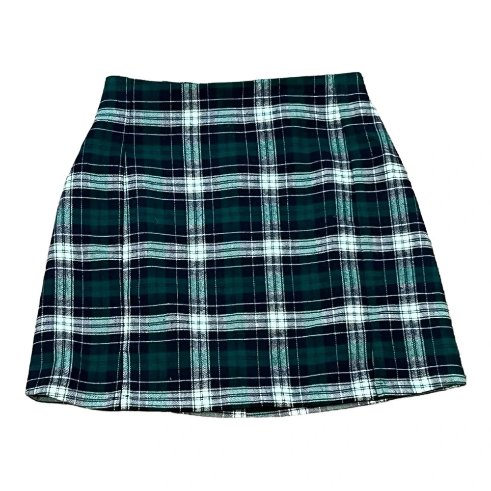 JOHN GALT BRANDY MELVILE green plaid mini skirt size 26 new with tags - Picture 1 of 5